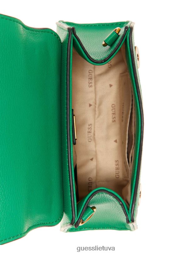 moterys GUESS 6NLN2968 krepšiai žalias Stephi žakardo logotipo mini mini krepšys