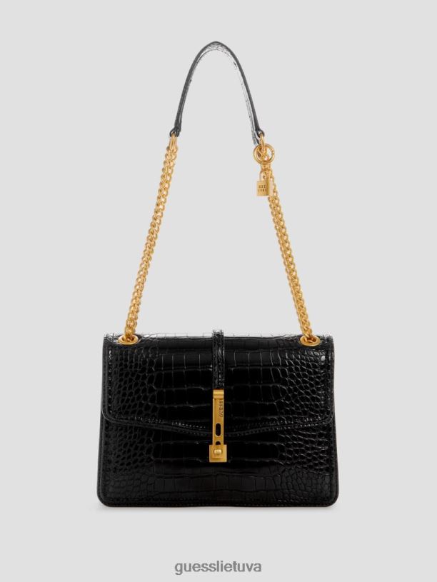 moterys GUESS 6NLN2851 krepšiai juodas gėlių raštas James Croc kabrioletas krepšys