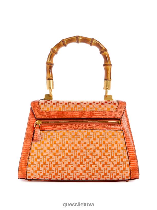 moterys GUESS 6NLN2768 krepšiai oranžinis logotipas Stephi bambuko sulankstoma kuprinė