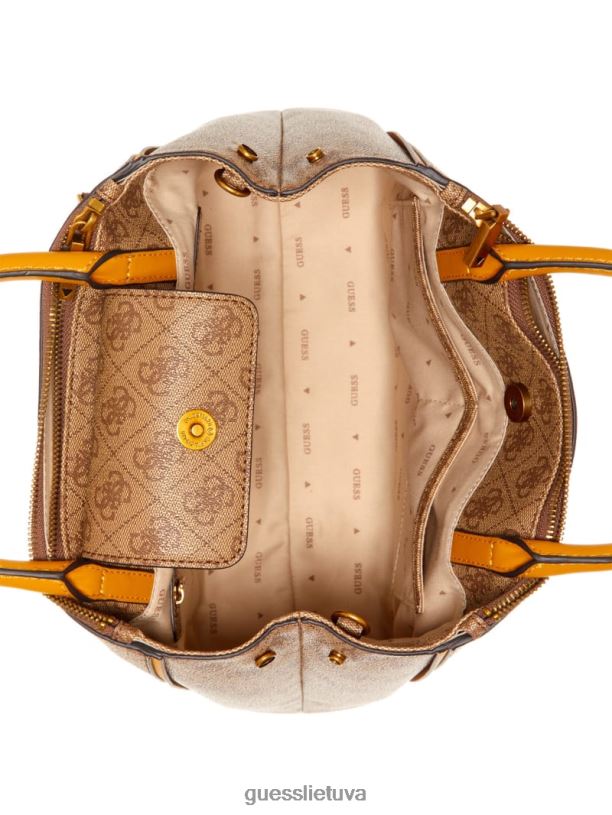 moterys GUESS 6NLN2892 krepšiai geltona / citrinos geltona izzy logotipo statuso kuprinė