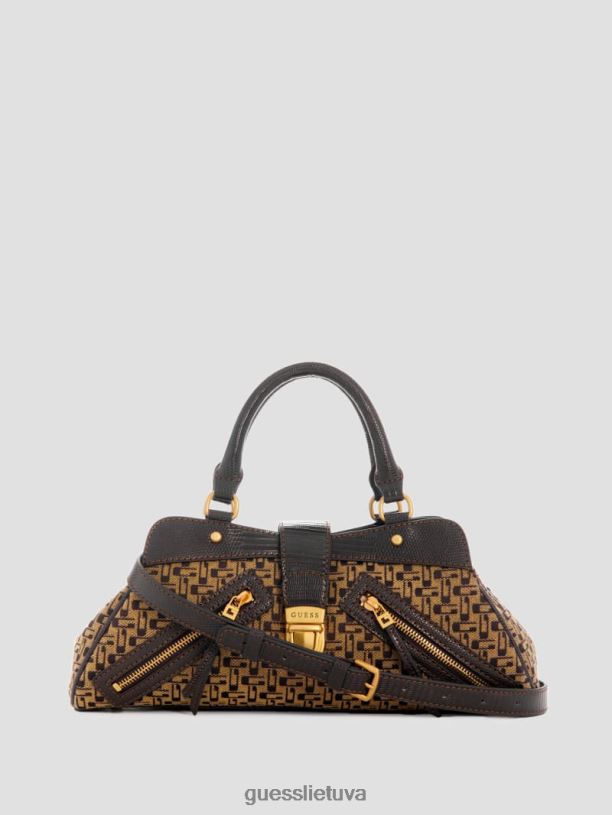 moterys GUESS 6NLN3042 krepšiai rudas multi belle vintažinė maža draugės kuprinė