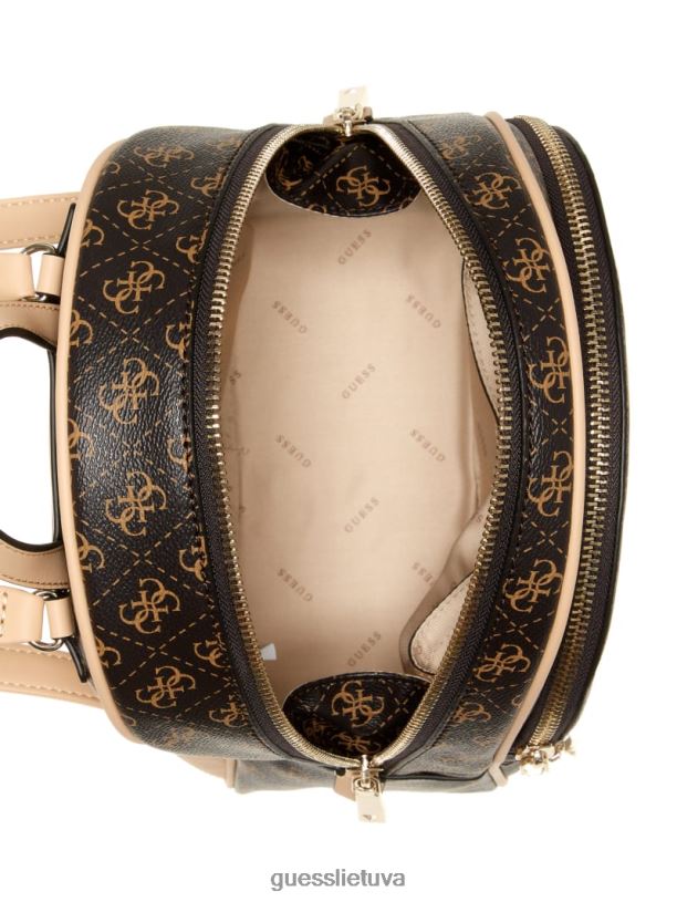 moterys GUESS 6NLN3211 krepšiai rudas Manhattan logotipu didelė kuprinė