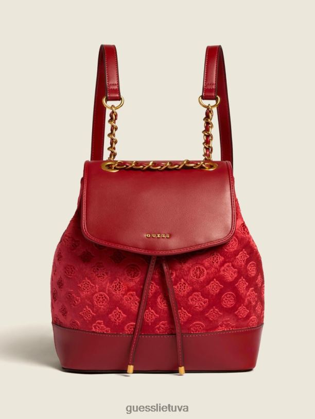 moterys GUESS 6NLN3216 krepšiai juodas autentiškas raukšlių ploviklis kimi aksominė kuprinė