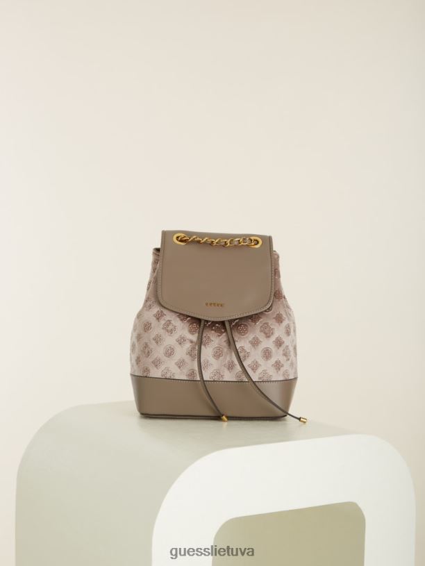 moterys GUESS 6NLN3218 krepšiai taupe kimi aksominė kuprinė