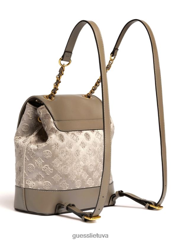 moterys GUESS 6NLN3218 krepšiai taupe kimi aksominė kuprinė