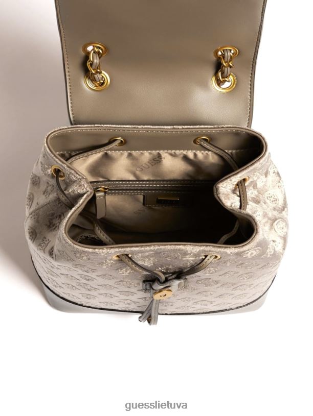 moterys GUESS 6NLN3218 krepšiai taupe kimi aksominė kuprinė