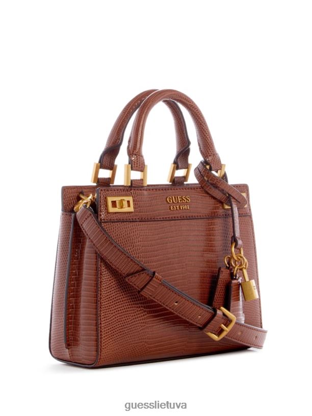 moterys GUESS 6NLN3260 krepšiai konjako katey lizard mini kuprinė