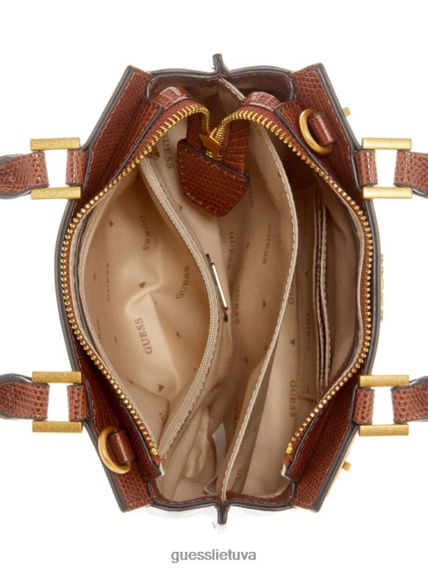 moterys GUESS 6NLN3260 krepšiai konjako katey lizard mini kuprinė