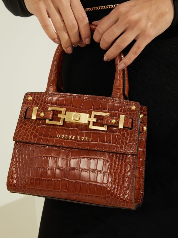 moterys GUESS 6NLN3287 krepšiai konjako Cristina odinė mini kuprinė