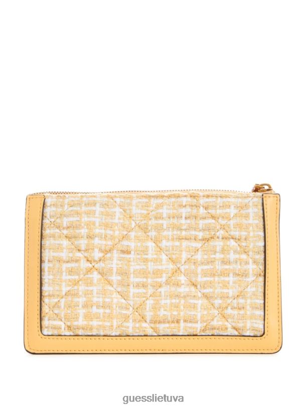 moterys GUESS 6NLN2969 krepšiai šviesiai/pastelinė geltona abey tweed kelių skyrių pečių krepšys