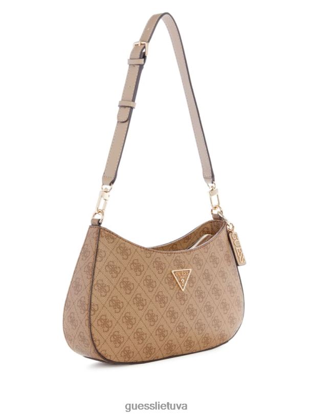 moterys GUESS 6NLN3010 krepšiai latte logotipas noelle quattro g pečių krepšys