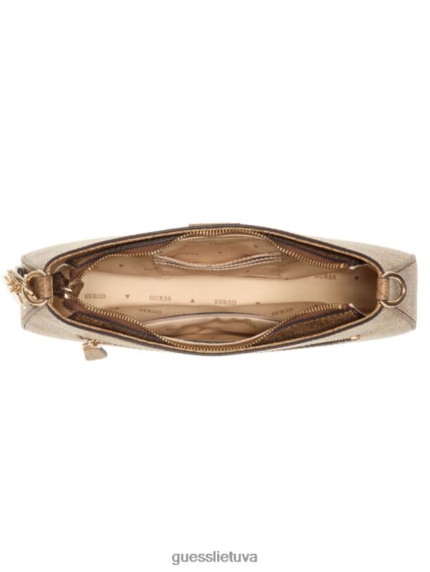 moterys GUESS 6NLN3010 krepšiai latte logotipas noelle quattro g pečių krepšys