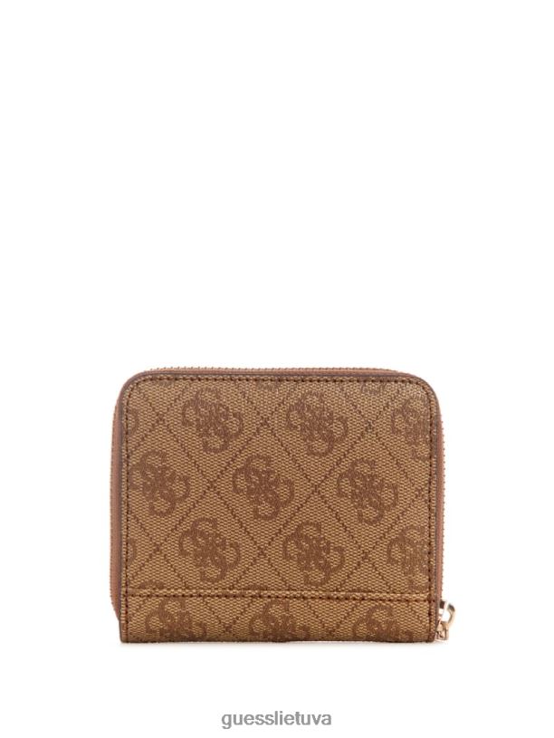 moterys GUESS 6NLN3129 krepšiai latte logotipas lauro spalvos maža piniginė su užtrauktuku