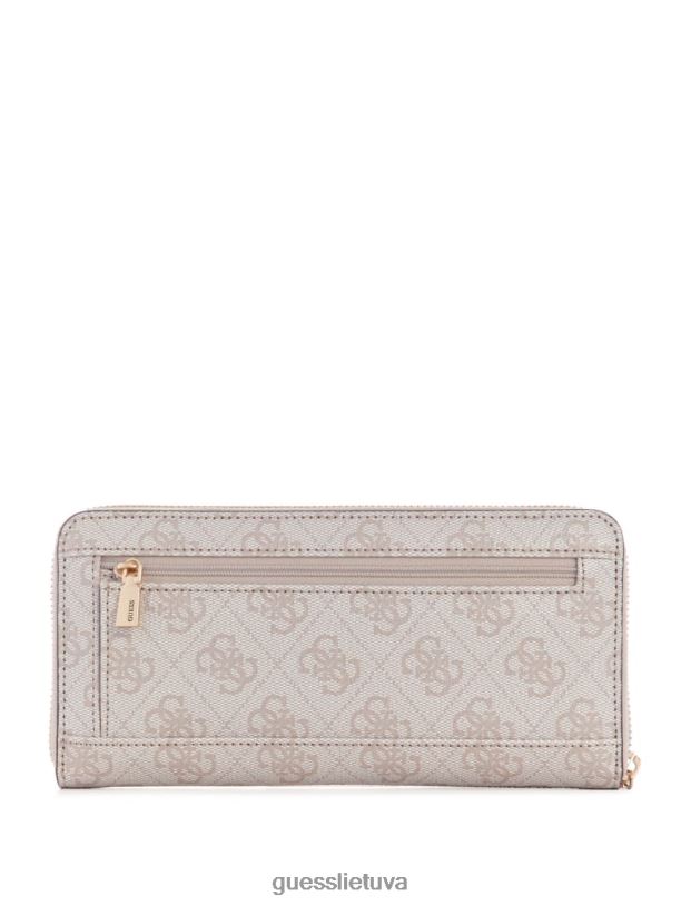 moterys GUESS 6NLN3134 krepšiai balandėlio logotipas laurų spalvos didelė piniginė su užtrauktuku