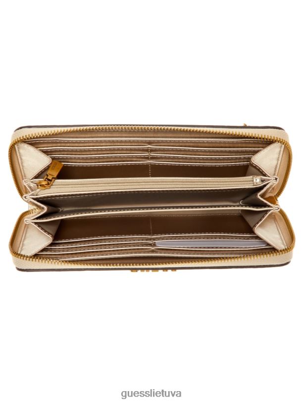 moterys GUESS 6NLN3134 krepšiai balandėlio logotipas laurų spalvos didelė piniginė su užtrauktuku