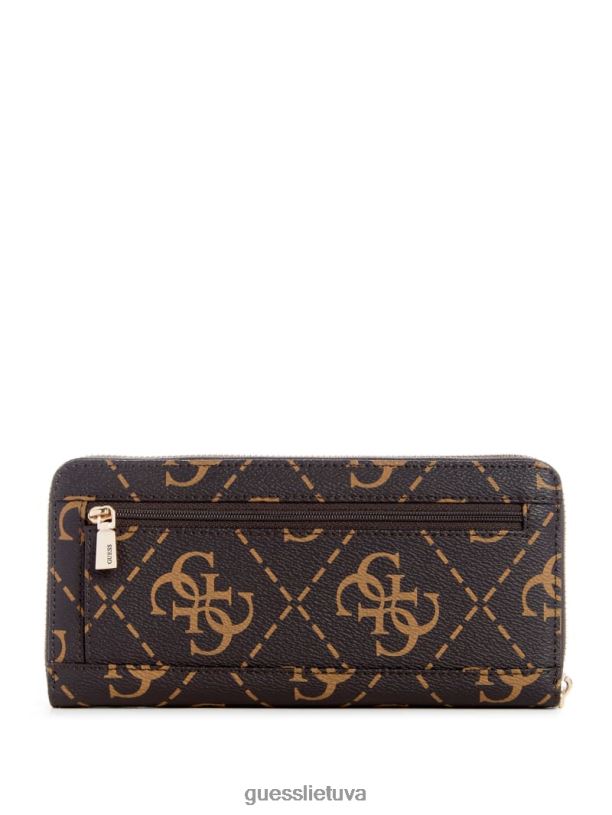 moterys GUESS 6NLN3148 krepšiai rudas multi didelė piniginė su užtrauktuku