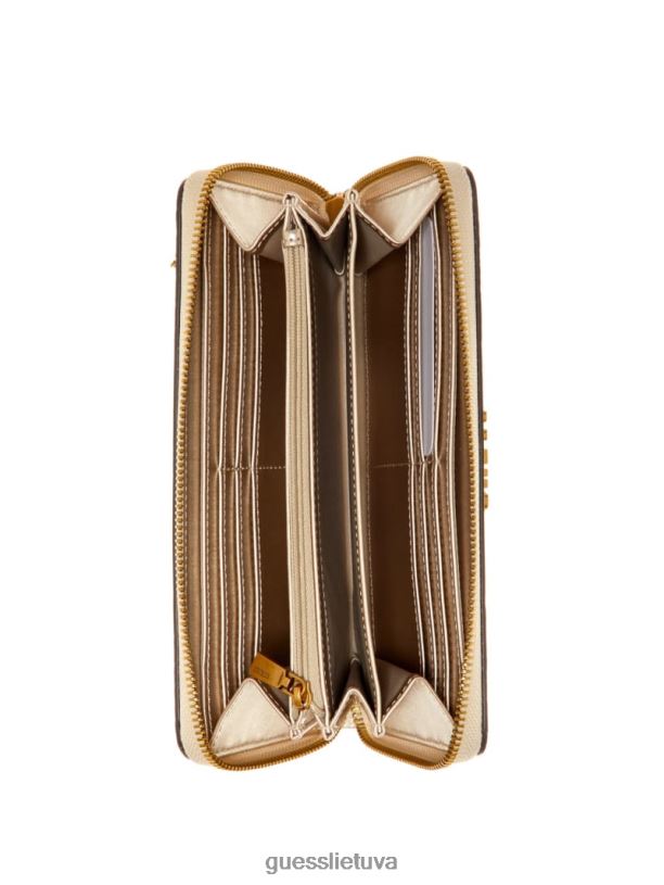 moterys GUESS 6NLN3148 krepšiai rudas multi didelė piniginė su užtrauktuku
