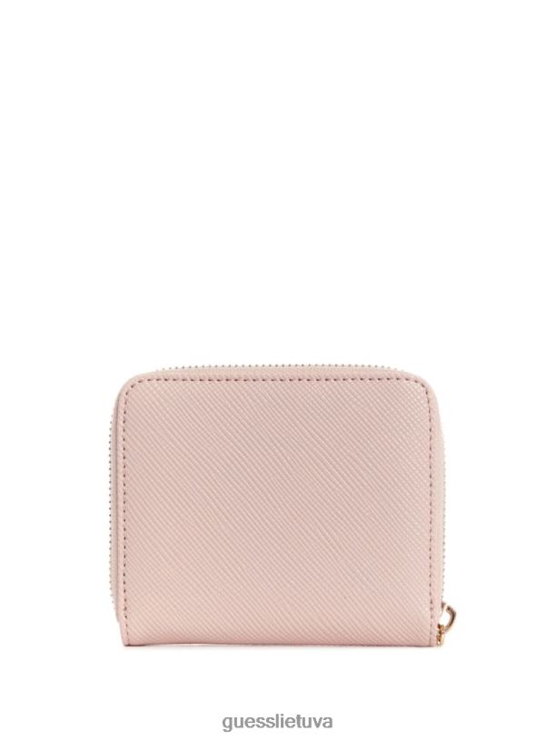 moterys GUESS 6NLN3153 krepšiai šviesi rožė lauro spalvos maža piniginė su užtrauktuku