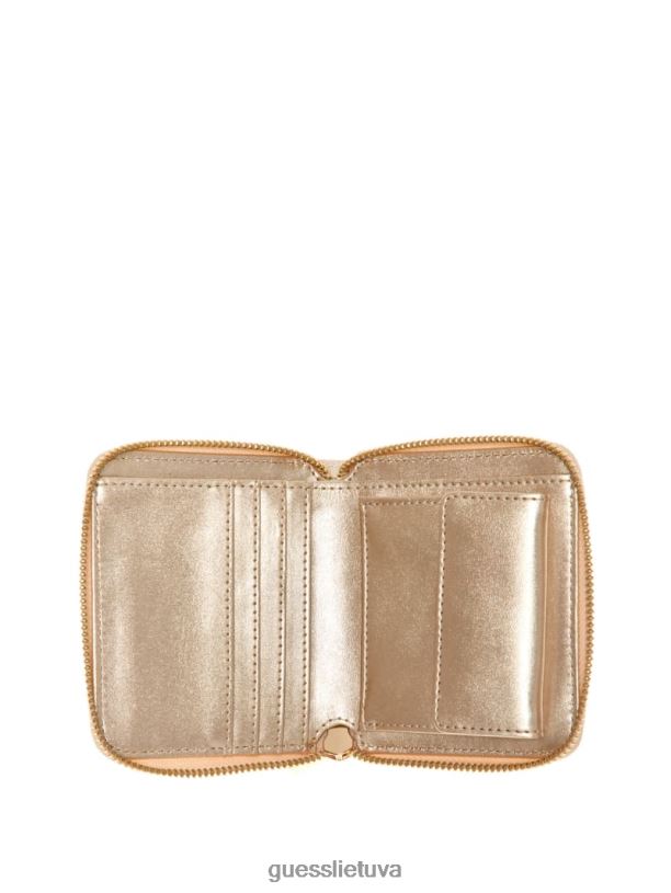 moterys GUESS 6NLN3153 krepšiai šviesi rožė lauro spalvos maža piniginė su užtrauktuku