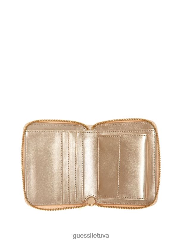moterys GUESS 6NLN3154 krepšiai lengvas konjakas lauro spalvos maža piniginė su užtrauktuku