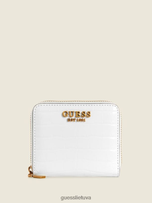 moterys GUESS 6NLN3158 krepšiai baltas multi lauro spalvos maža piniginė su užtrauktuku