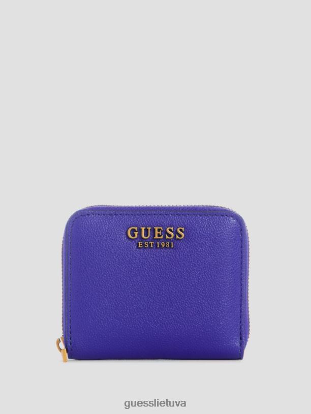 moterys GUESS 6NLN3165 krepšiai violetinė lauro spalvos maža piniginė su užtrauktuku