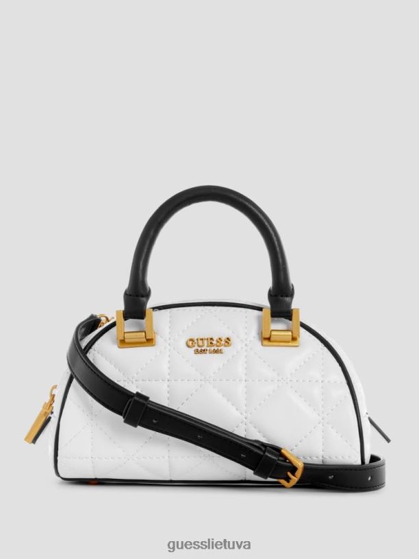 moterys GUESS 6NLN2755 krepšiai baltas multi švelnus dygsniuotas mini boulingas