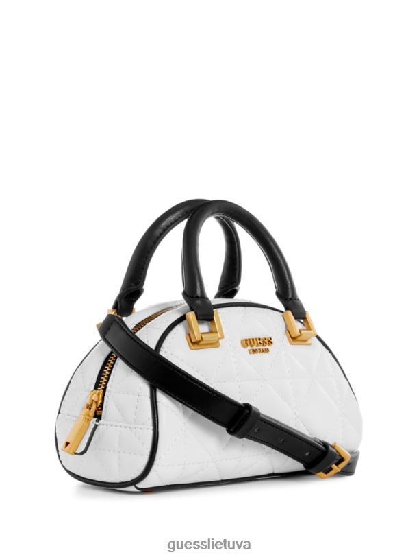 moterys GUESS 6NLN2755 krepšiai baltas multi švelnus dygsniuotas mini boulingas