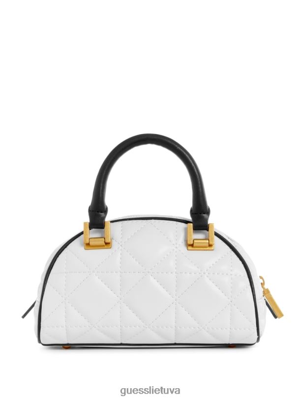 moterys GUESS 6NLN2755 krepšiai baltas multi švelnus dygsniuotas mini boulingas