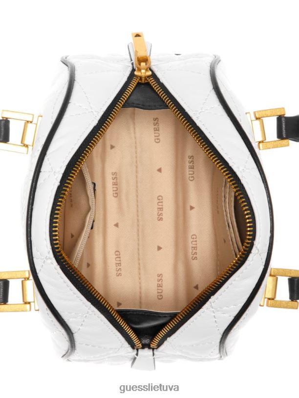 moterys GUESS 6NLN2755 krepšiai baltas multi švelnus dygsniuotas mini boulingas