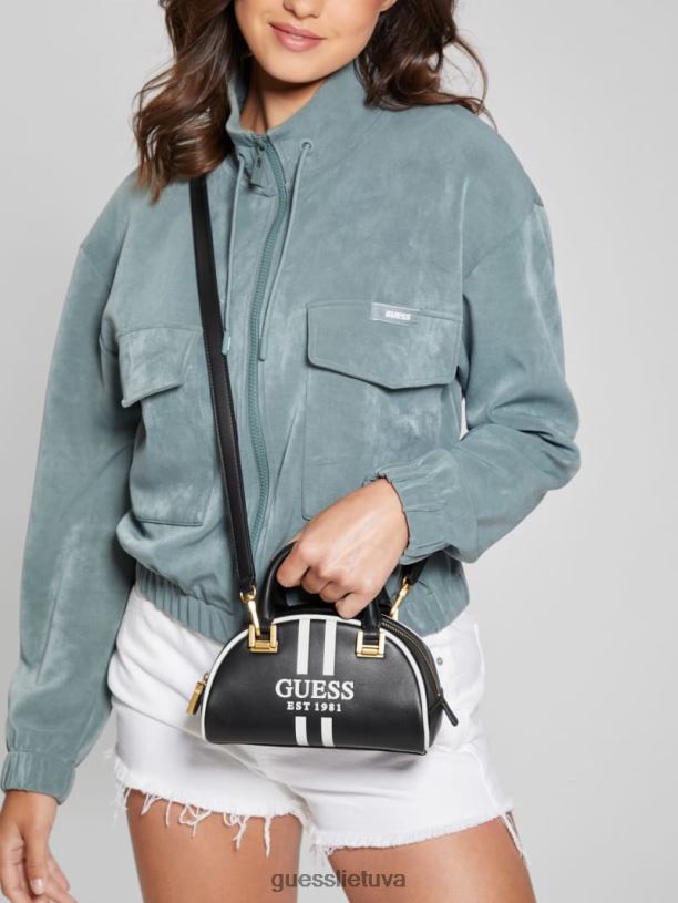 moterys GUESS 6NLN2756 krepšiai juodas gėlių raštas švelnus mini boulingas