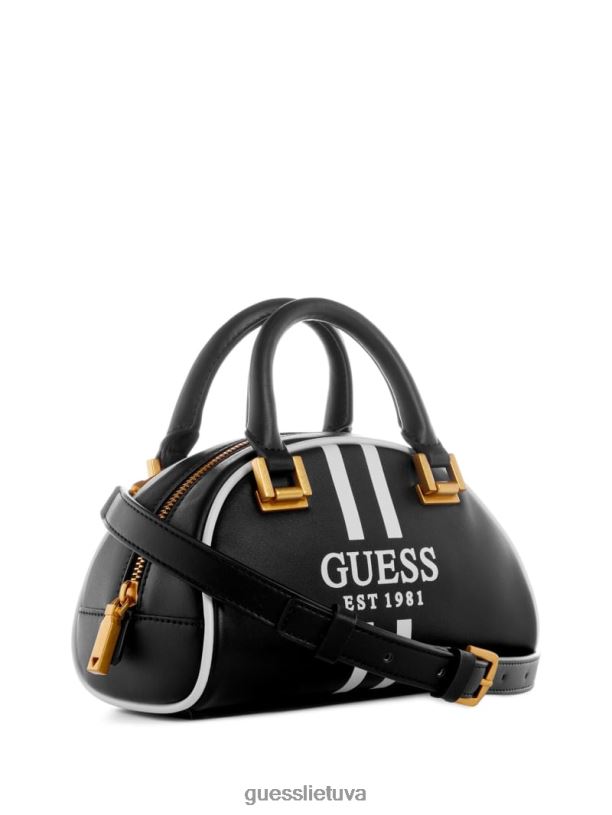 moterys GUESS 6NLN2756 krepšiai juodas gėlių raštas švelnus mini boulingas