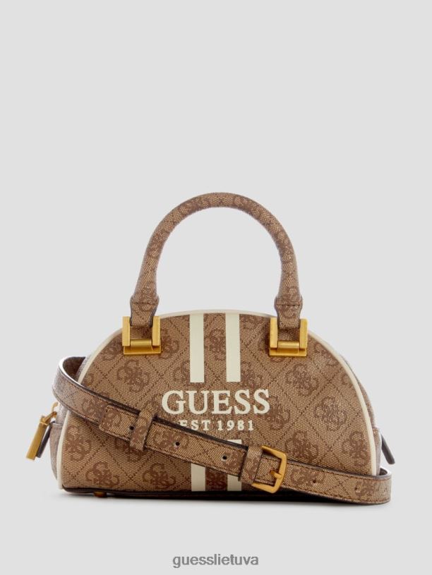 moterys GUESS 6NLN2757 krepšiai latte logotipas mildred quattro g mini boulingas