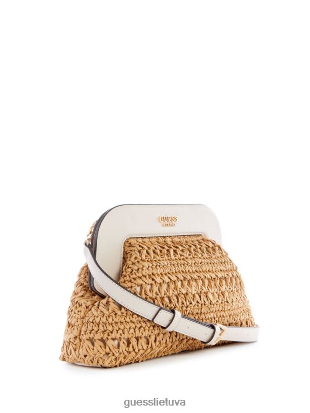 moterys GUESS 6NLN2911 krepšiai baltas Liguria nerti šiaudų rėmo sankaba