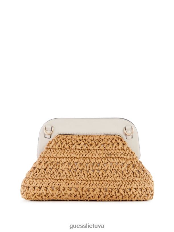 moterys GUESS 6NLN2911 krepšiai baltas Liguria nerti šiaudų rėmo sankaba