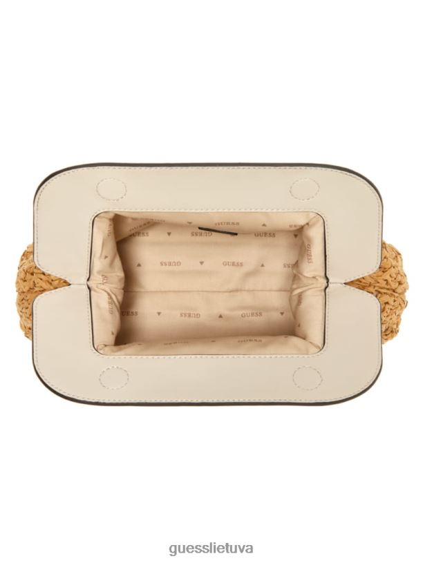 moterys GUESS 6NLN2911 krepšiai baltas Liguria nerti šiaudų rėmo sankaba
