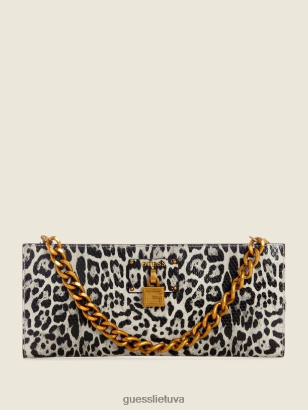 moterys GUESS 6NLN2962 krepšiai juodas su perforatoriumi centrinės pakopos leopardo sankaba