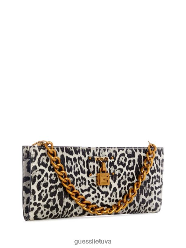 moterys GUESS 6NLN2962 krepšiai juodas su perforatoriumi centrinės pakopos leopardo sankaba