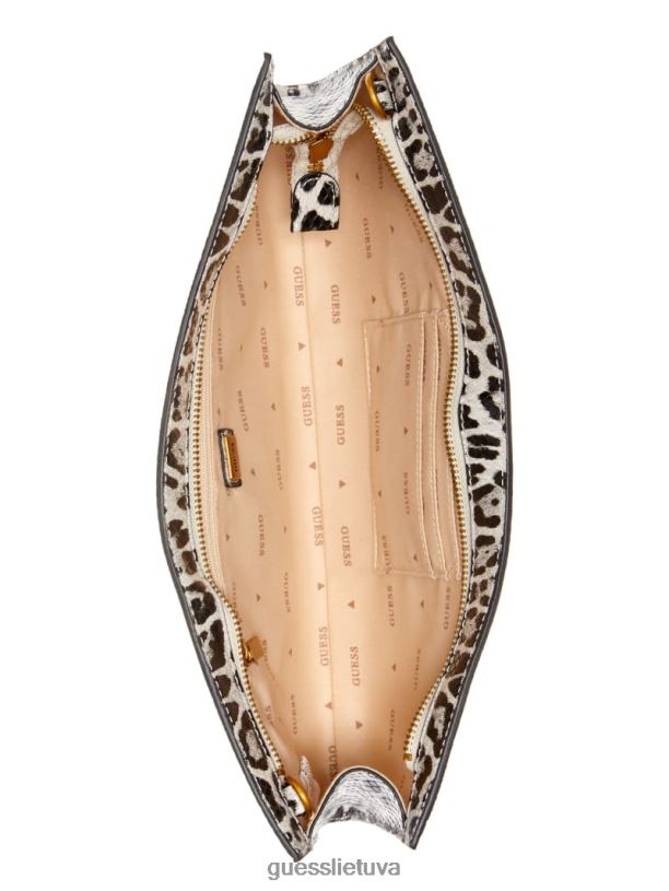 moterys GUESS 6NLN2962 krepšiai juodas su perforatoriumi centrinės pakopos leopardo sankaba