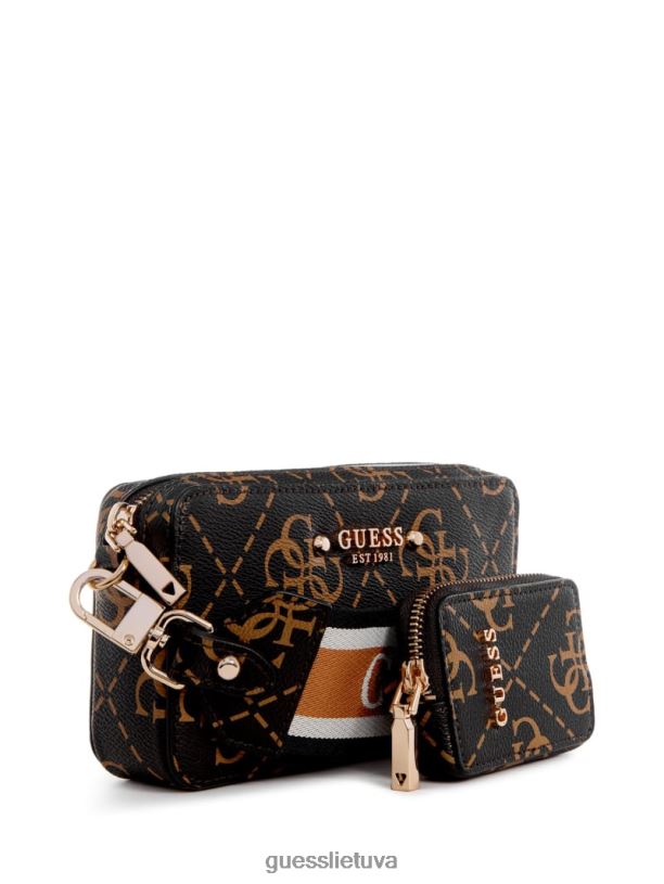 moterys GUESS 6NLN2754 krepšiai rudas multi rea quattro g mini kameros kryžminis korpusas