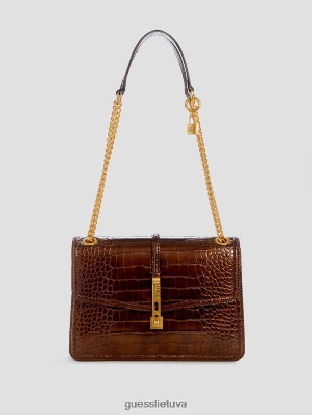 moterys GUESS 6NLN2764 krepšiai bronzos James Croc kabrioletas krepšys