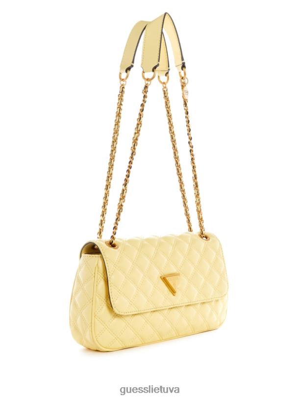 moterys GUESS 6NLN2766 krepšiai geltona giully dygsniuotas kabrioletas kryžminis