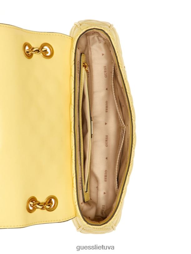 moterys GUESS 6NLN2766 krepšiai geltona giully dygsniuotas kabrioletas kryžminis