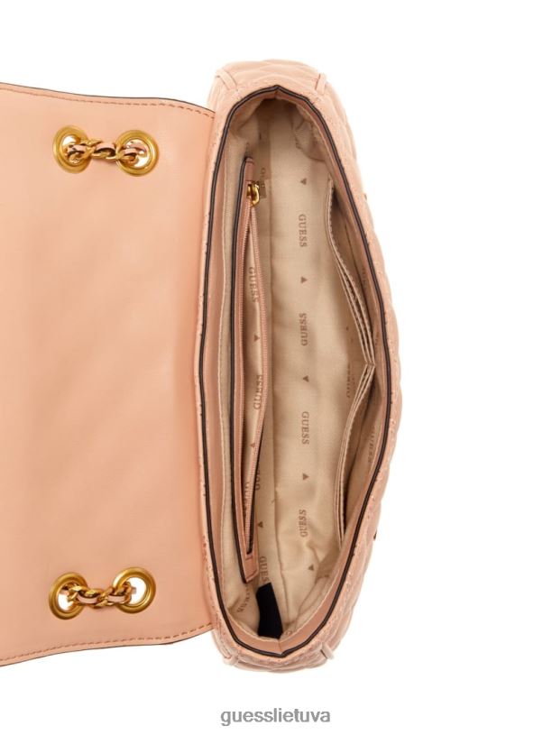 moterys GUESS 6NLN2779 krepšiai abrikosų kremas giully dygsniuotas kabrioletas kryžminis