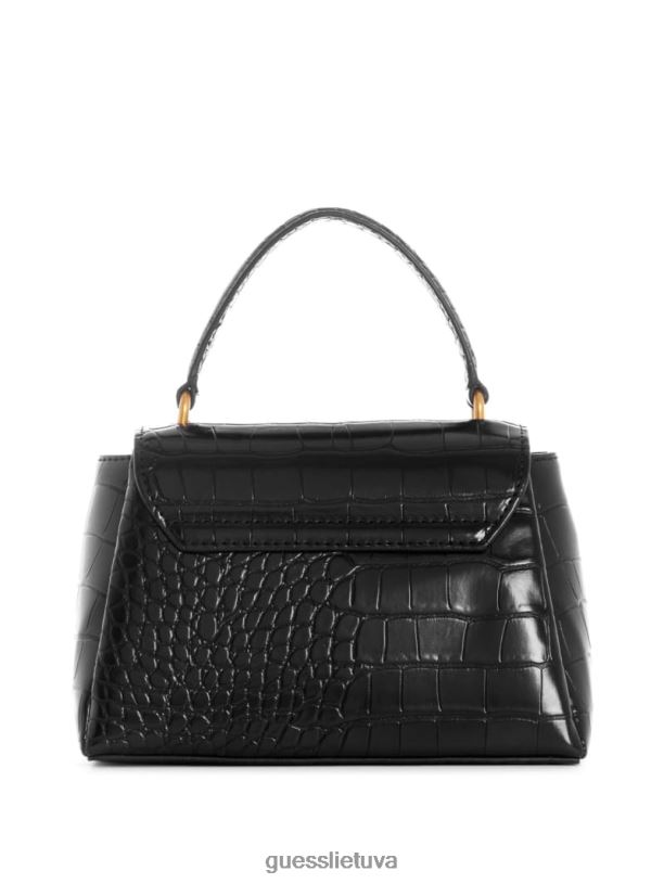 moterys GUESS 6NLN2784 krepšiai juodas gėlių raštas Monrealio dirbtinio krokodilo mini kryžminis korpusas