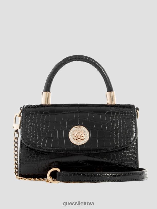 moterys GUESS 6NLN2787 krepšiai juodas gėlių raštas krepšys su rankena