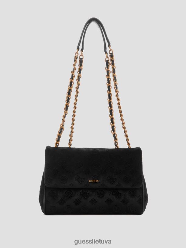 moterys GUESS 6NLN2792 krepšiai juodas gėlių raštas inia aksominis kabrioletas kryžminis