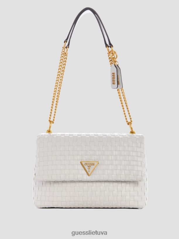 moterys GUESS 6NLN2808 krepšiai baltas Lisbeto austas kabrioletas