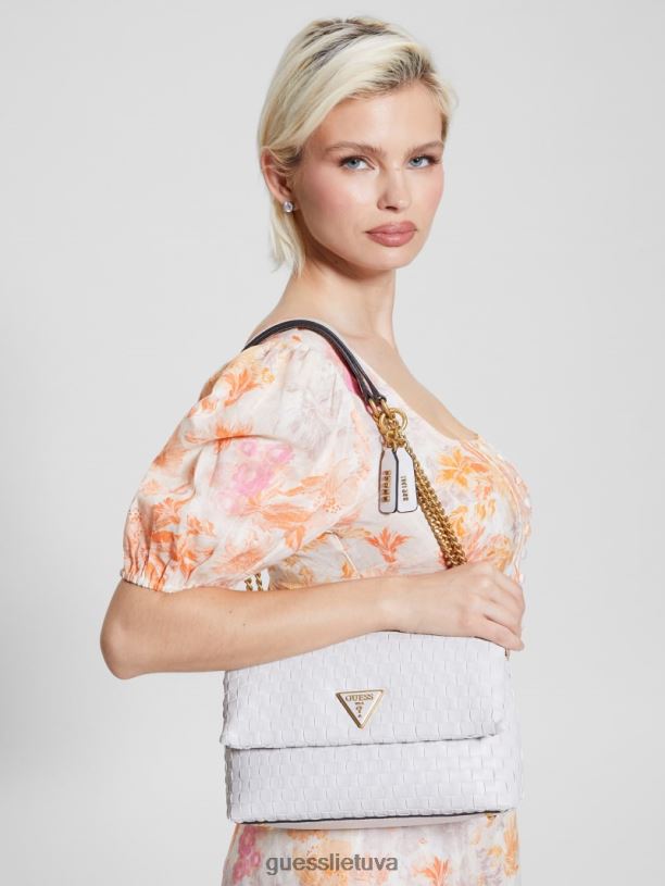 moterys GUESS 6NLN2808 krepšiai baltas Lisbeto austas kabrioletas