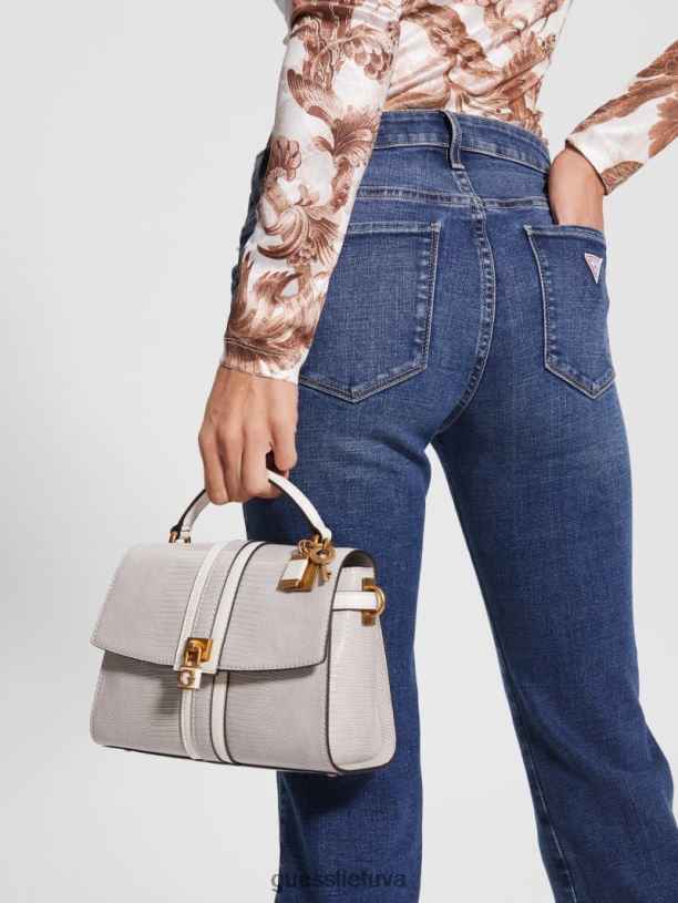 moterys GUESS 6NLN2834 krepšiai taupe ginevra tekstūruotos viršutinės rankenos kryžminis korpusas